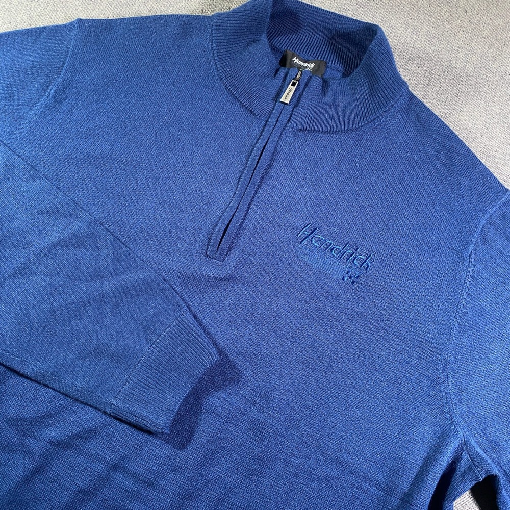 Hendrick Collection Mens Blue 1/4 Zip Sweater Pullover Knit XL Acrylic Nylon